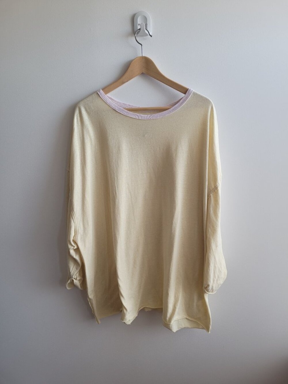 Free People "We the Free" 100% Cotton Baby Yellow 3/4 Sleeve T-Shirt-XL